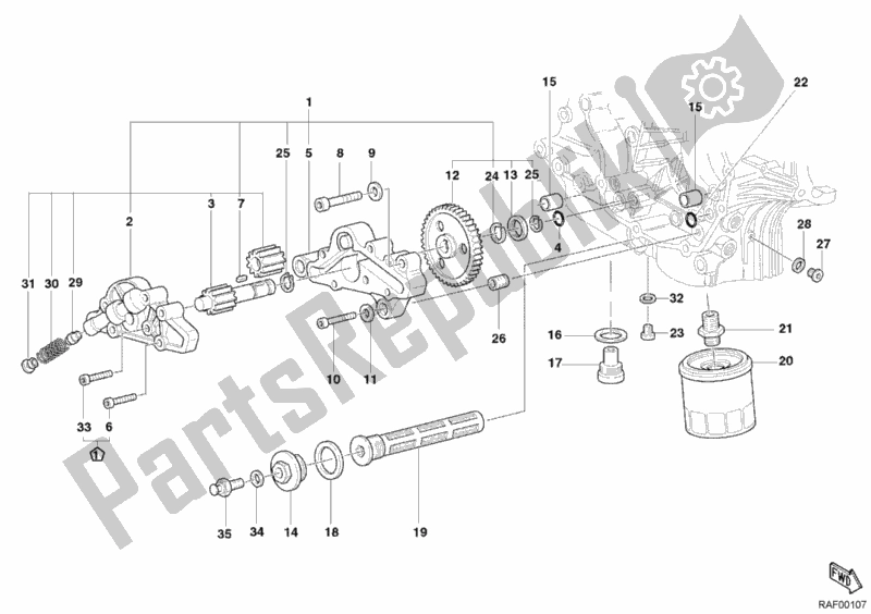 Tutte le parti per il Pompa Dell'olio - Filtro del Ducati Monster 620 2003