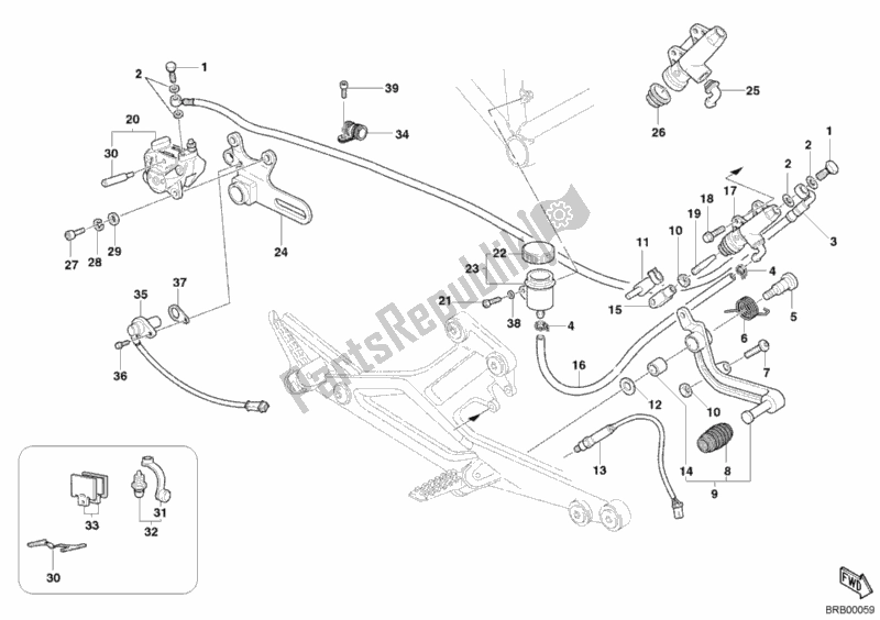 Tutte le parti per il Sistema Frenante Posteriore del Ducati Monster 620 2003