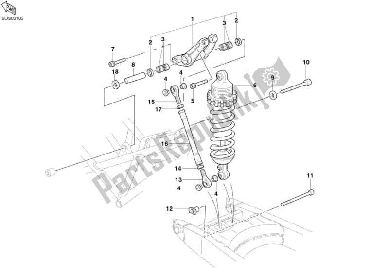 Todas las partes para Amortiguador Trasero M620s de Ducati Monster 620 2003