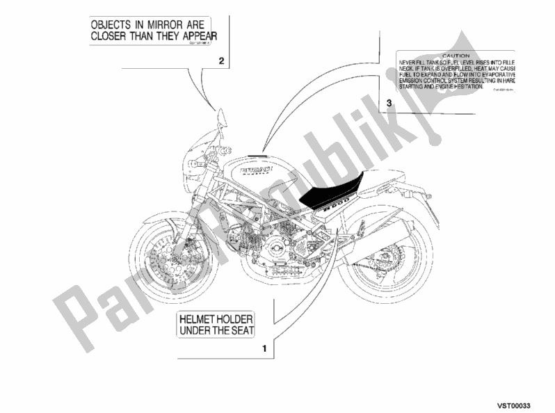 Tutte le parti per il Etichette Di Avvertimento Usa del Ducati Monster 620 2003