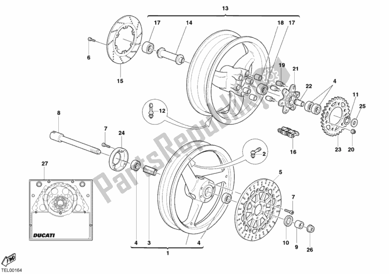 Todas las partes para Ruedas Oscuras De Un Solo Disco de Ducati Monster 620 2003