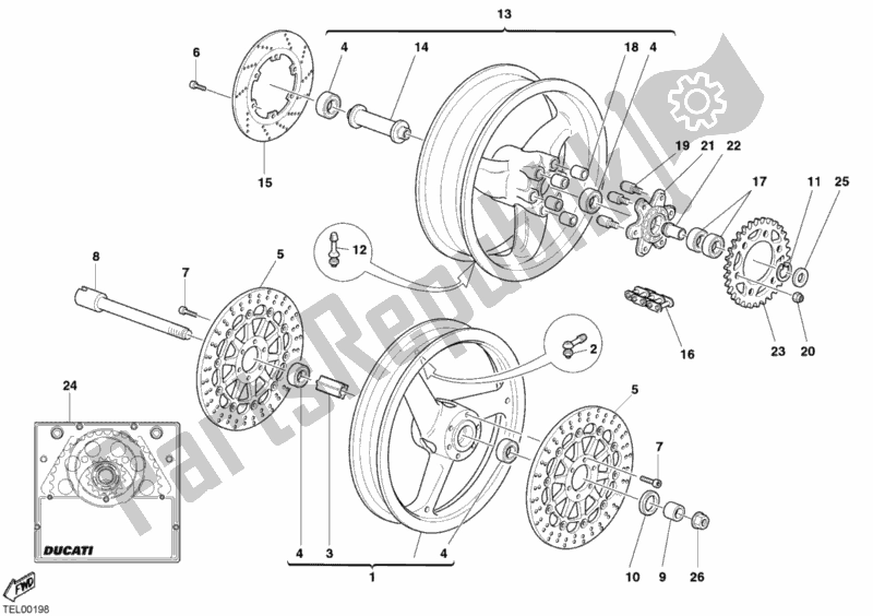 Tutte le parti per il Ruote del Ducati Monster 620 2003