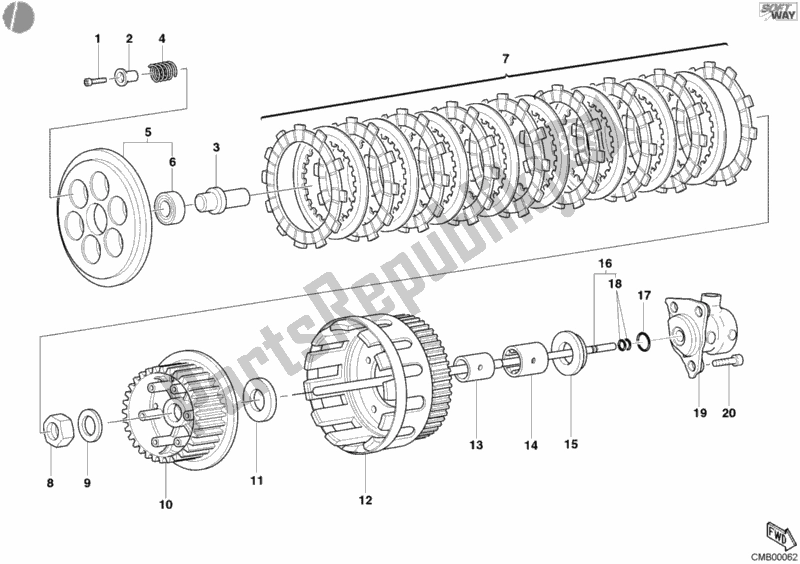 Todas las partes para Embrague 5 Velocidades Mono Disco de Ducati Monster 620 2004