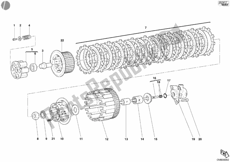 Alle onderdelen voor de Koppeling 6 Versnellingen van de Ducati Monster 620 2004