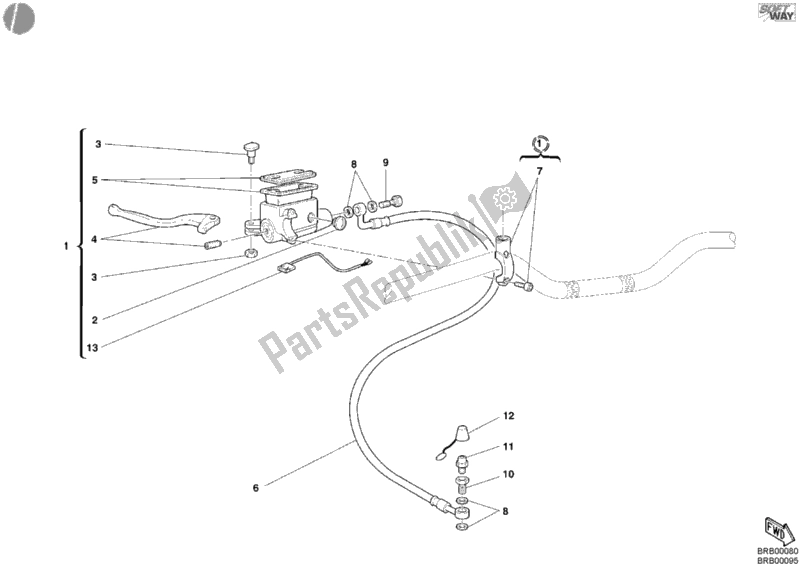 Alle onderdelen voor de Koppeling Hoofdremcilinder van de Ducati Monster 620 2004