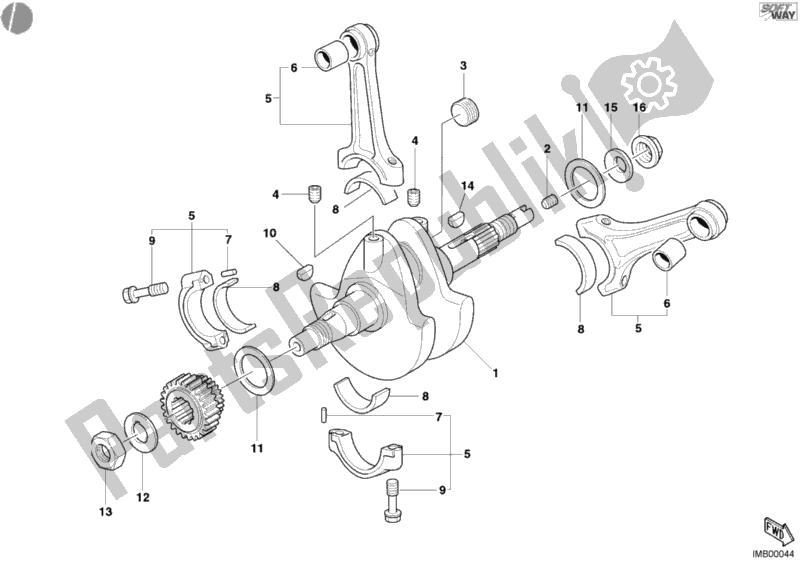 Tutte le parti per il Albero A Gomiti del Ducati Monster 620 2004
