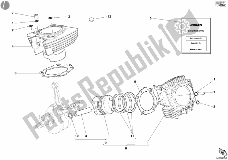 All parts for the Cylinder - Piston of the Ducati Monster 620 2004