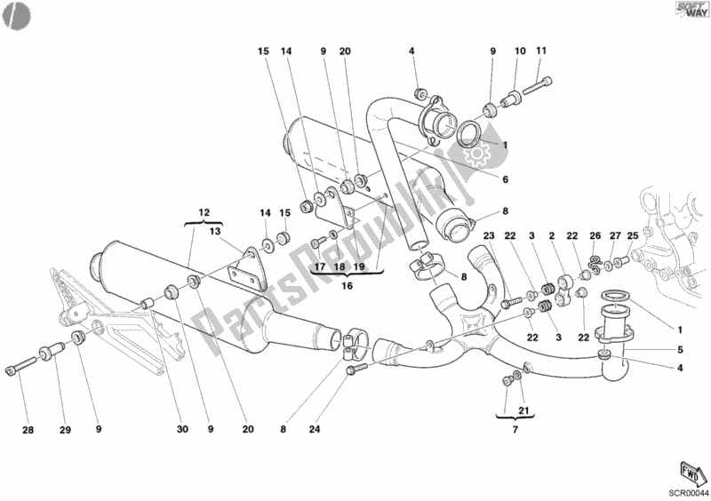 All parts for the Exhaust System Usa of the Ducati Monster 620 2004
