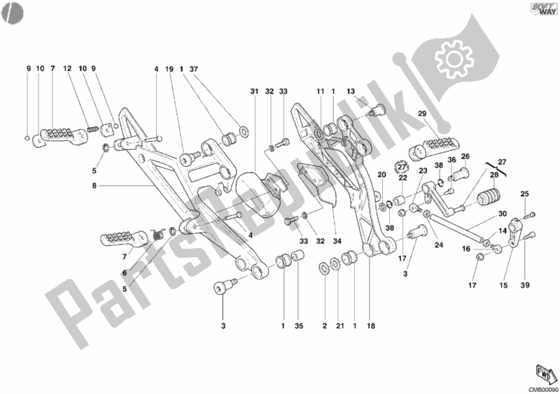 Todas las partes para Reposapiés Usa de Ducati Monster 620 2004