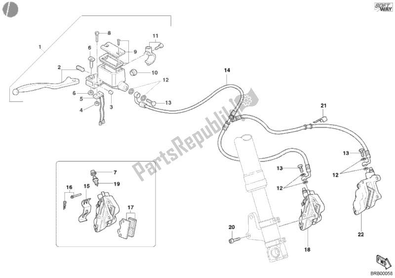 All parts for the Front Brake System of the Ducati Monster 620 2004