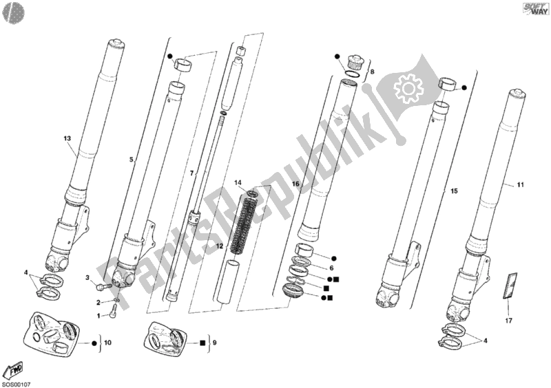 Tutte le parti per il Forcella Anteriore del Ducati Monster 620 2004