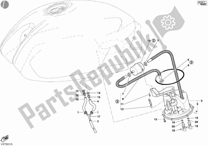 Alle onderdelen voor de Benzine Pomp van de Ducati Monster 620 2004