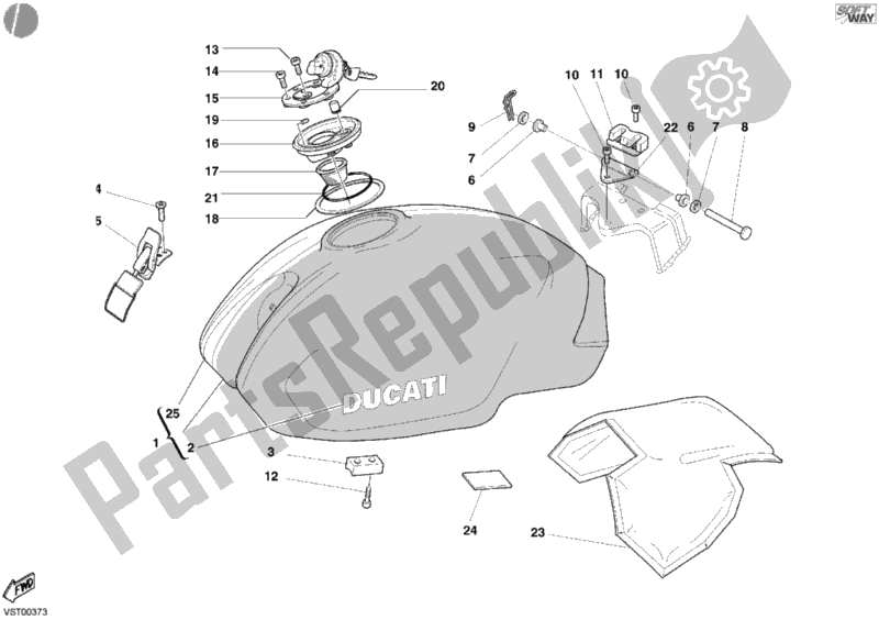 Tutte le parti per il Serbatoio Carburante Capirex Usa del Ducati Monster 620 2004