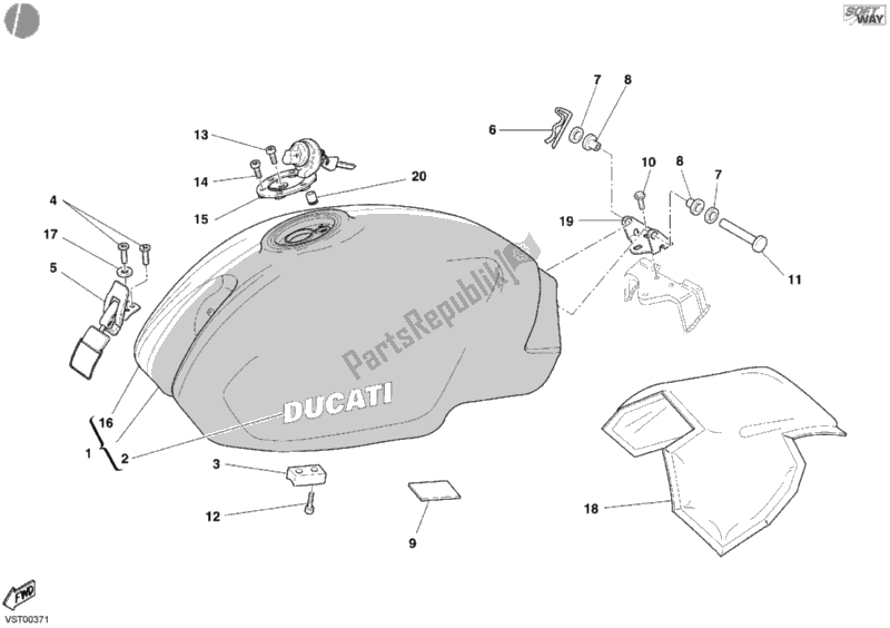 Todas las partes para Tanque De Combustible Capirex de Ducati Monster 620 2004