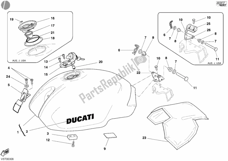 Tutte le parti per il Serbatoio Di Carburante del Ducati Monster 620 2004