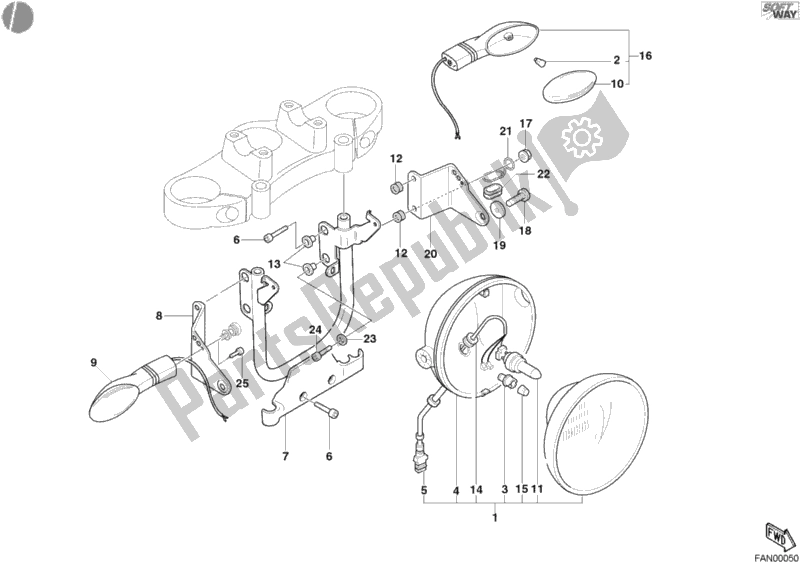 Tutte le parti per il Faro del Ducati Monster 620 2004