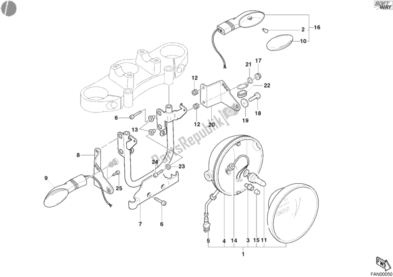 Alle onderdelen voor de Koplamp van de Ducati Monster 620 2004