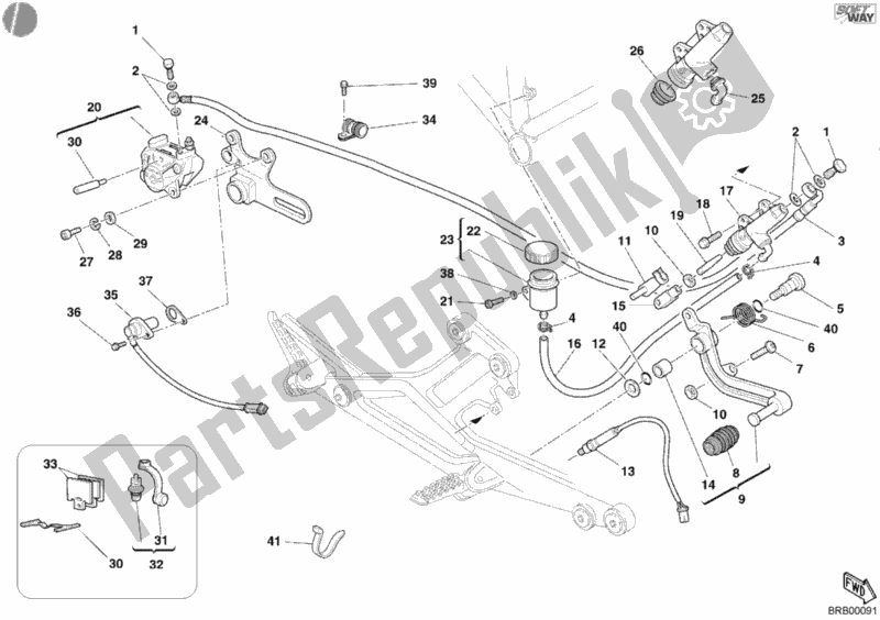 Alle onderdelen voor de Achter Remsysteem van de Ducati Monster 620 2004