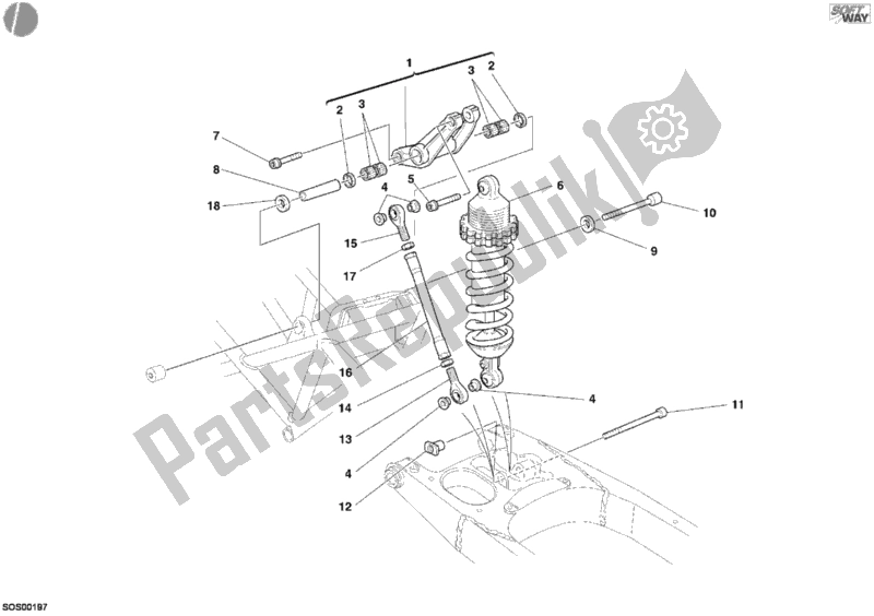 Toutes les pièces pour le Amortisseur Arrière Capirex du Ducati Monster 620 2004