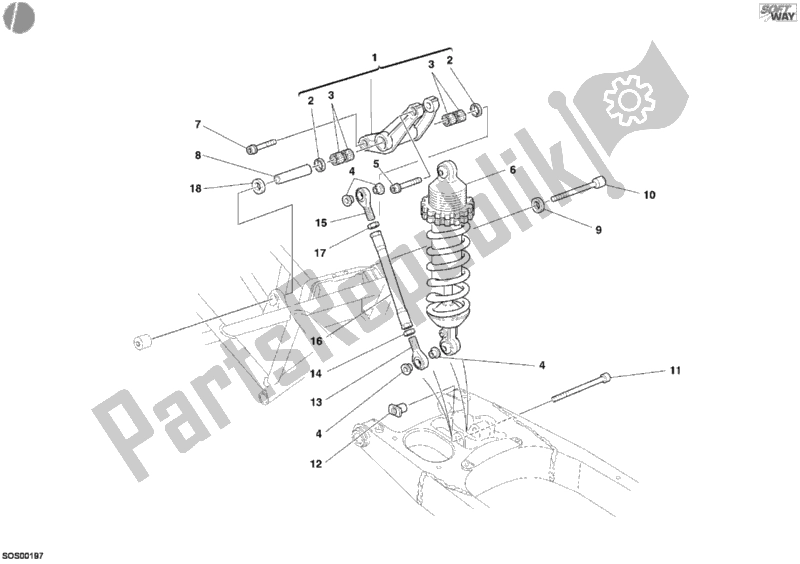 Todas las partes para Amortiguador Trasero Capirex de Ducati Monster 620 2004