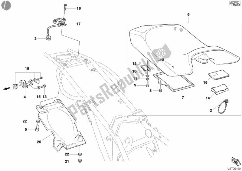 Tutte le parti per il Sedile Scuro del Ducati Monster 620 2004