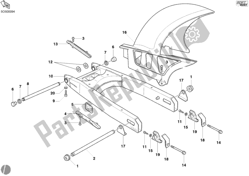 Toutes les pièces pour le Bras Oscillant du Ducati Monster 620 2004