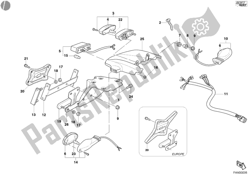 Tutte le parti per il Fanale Posteriore del Ducati Monster 620 2004