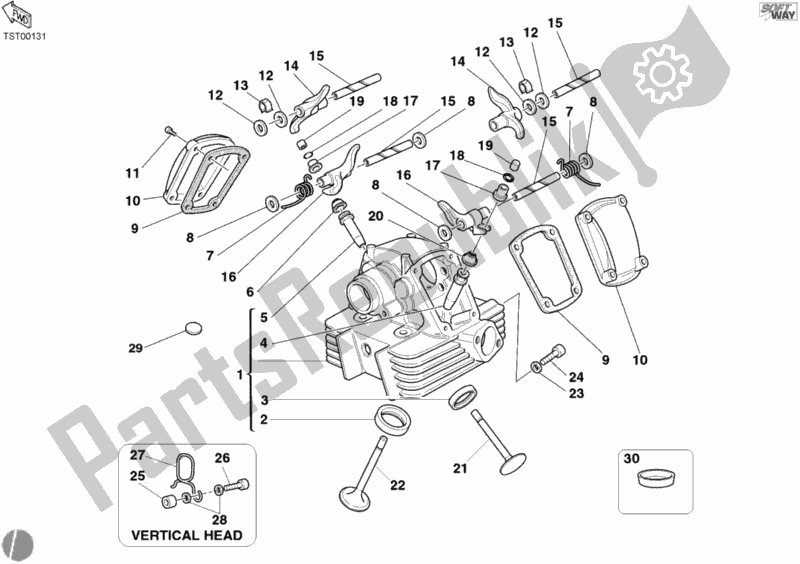 Alle onderdelen voor de Verticale Cilinderkop van de Ducati Monster 620 2004