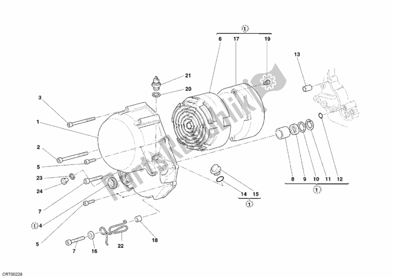 Alle onderdelen voor de Koppelingsdeksel van de Ducati Monster 620 2005