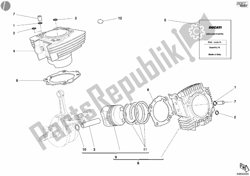 Todas las partes para Cilindro - Pistón de Ducati Monster 620 2005