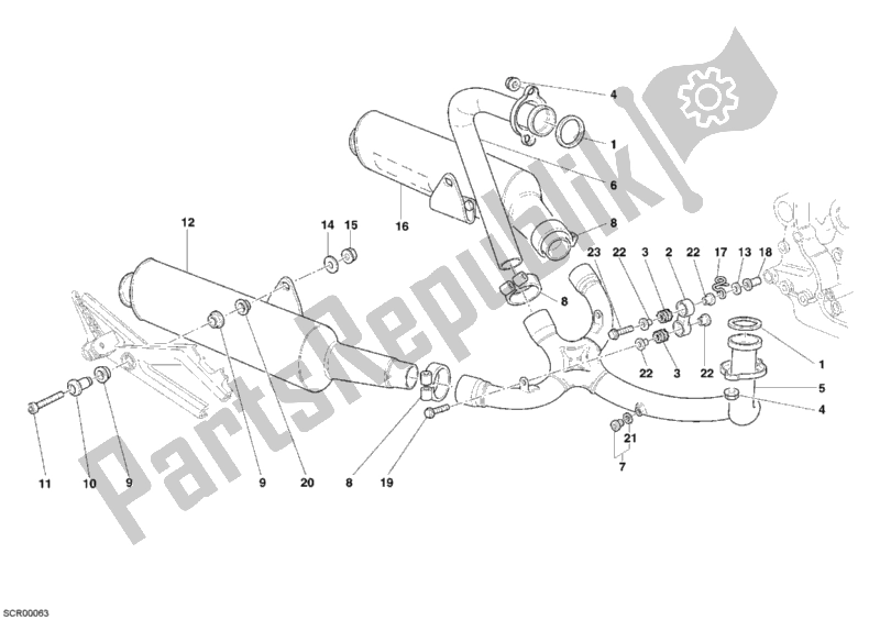 Alle onderdelen voor de Uitlaatsysteem van de Ducati Monster 620 2005