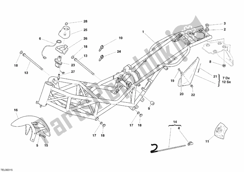 Todas las partes para Marco de Ducati Monster 620 2005