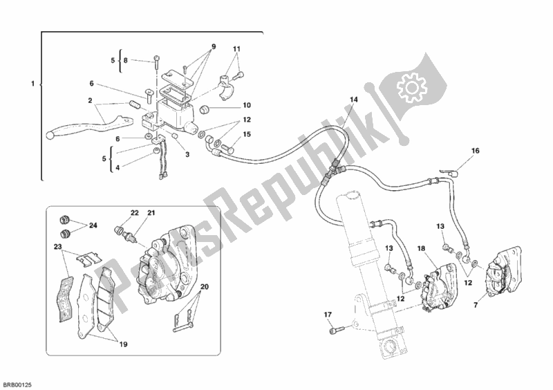 Toutes les pièces pour le Système De Freinage Avant 2e Série du Ducati Monster 620 2005
