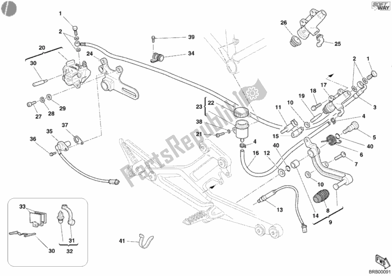 Alle onderdelen voor de Achter Remsysteem van de Ducati Monster 620 2005