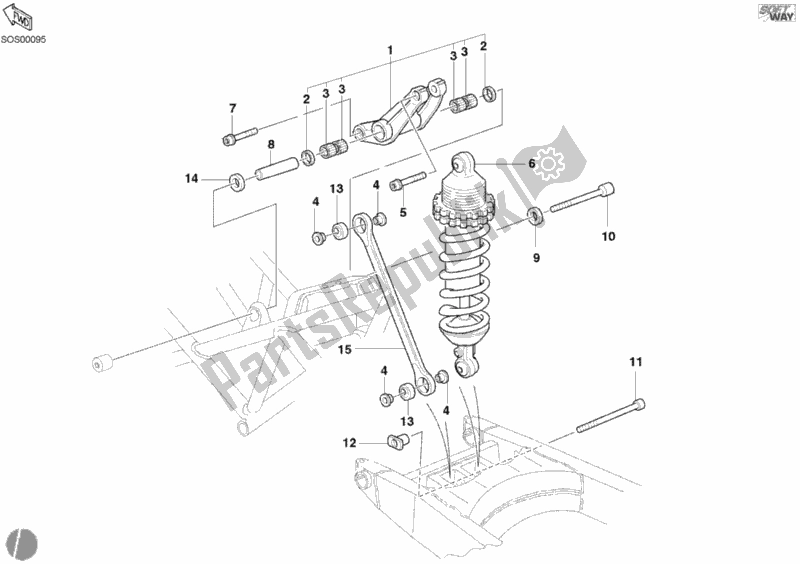 Tutte le parti per il Ammortizzatore Posteriore del Ducati Monster 620 2005