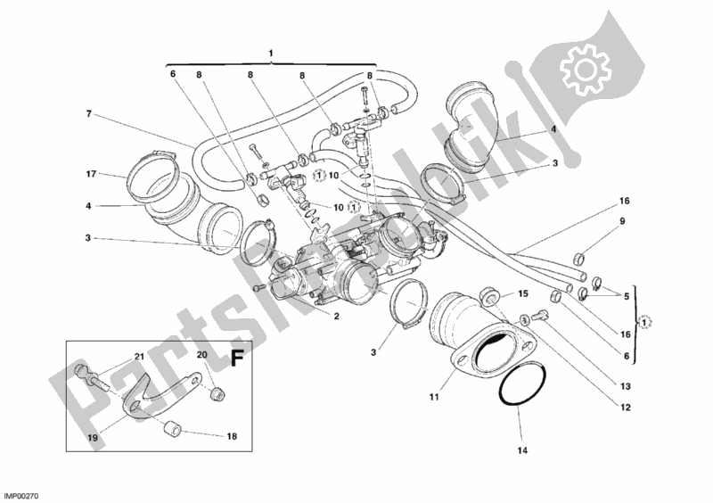 All parts for the Throttle Body of the Ducati Monster 620 2005