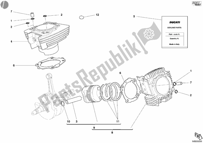 Tutte le parti per il Cilindro - Pistone del Ducati Multistrada 620 2006