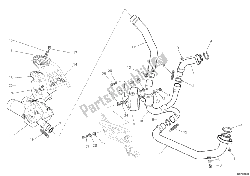 All parts for the Exhaust System of the Ducati Multistrada 620 2006