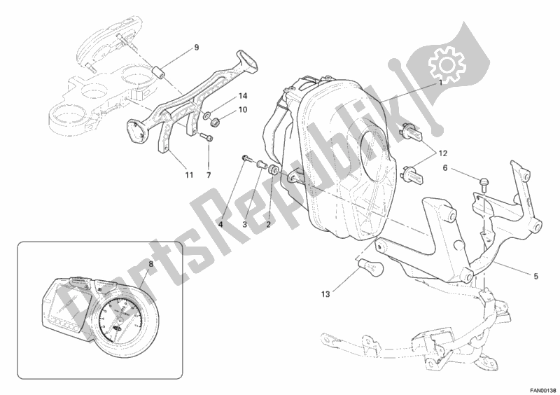 All parts for the Headlight of the Ducati Multistrada 620 2006