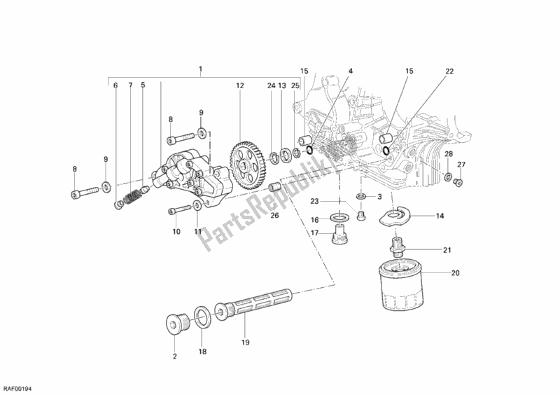 Alle onderdelen voor de Oliepomp - Filter van de Ducati Multistrada 620 2006