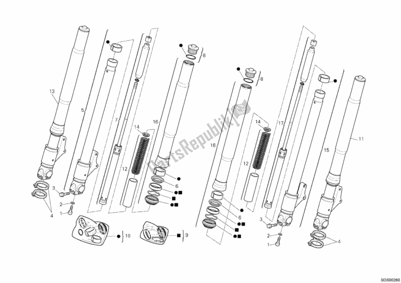 Tutte le parti per il Forcella Anteriore del Ducati Monster 695 2007