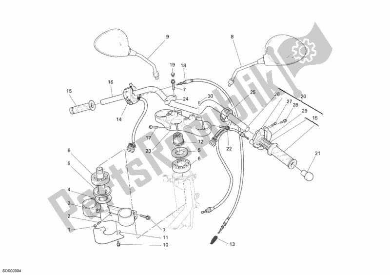 Tutte le parti per il Manubrio del Ducati Monster 695 2007