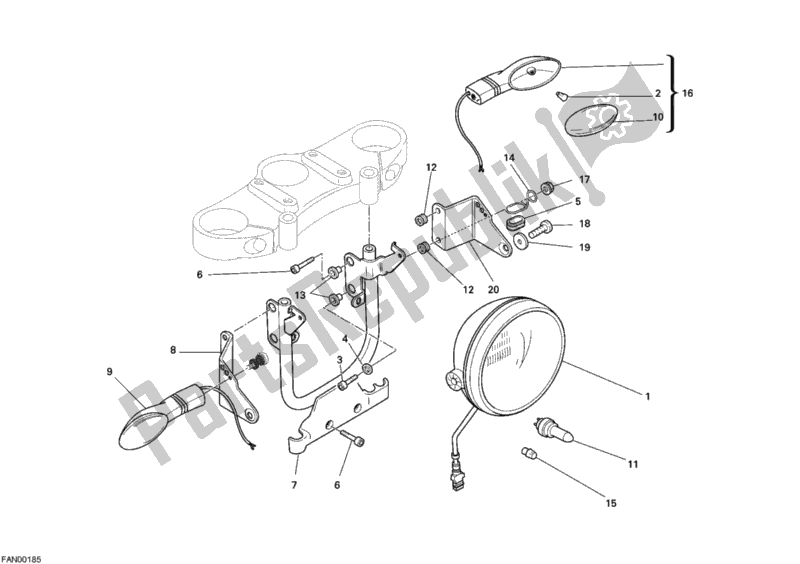 Tutte le parti per il Faro del Ducati Monster 695 2007