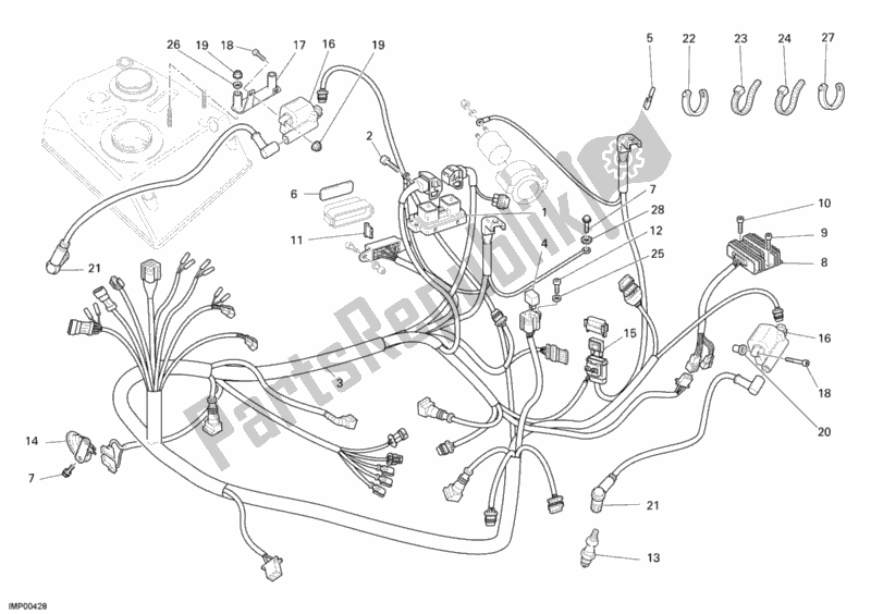 Tutte le parti per il Cablaggio Elettrico del Ducati Monster 695 2007