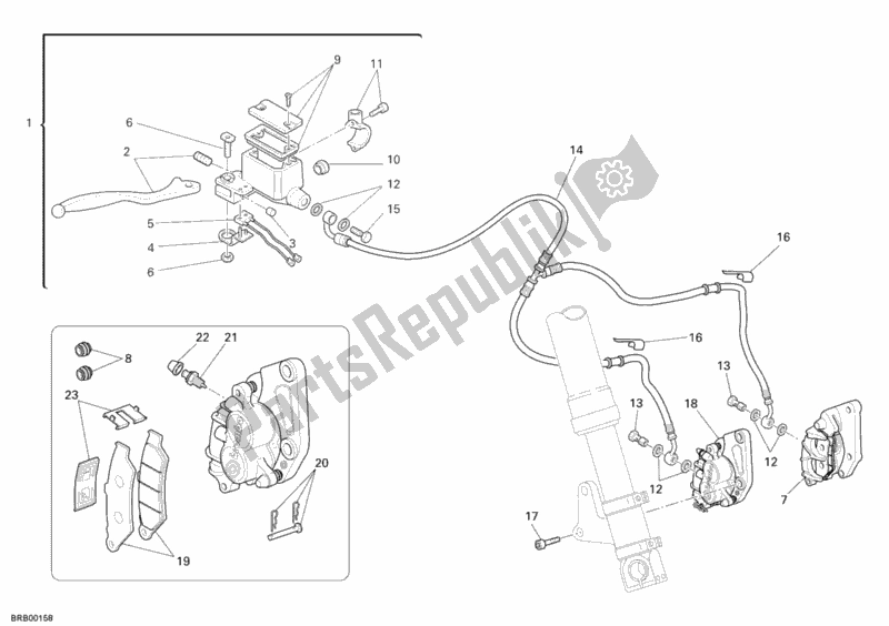 All parts for the Front Brake System of the Ducati Monster 695 2008