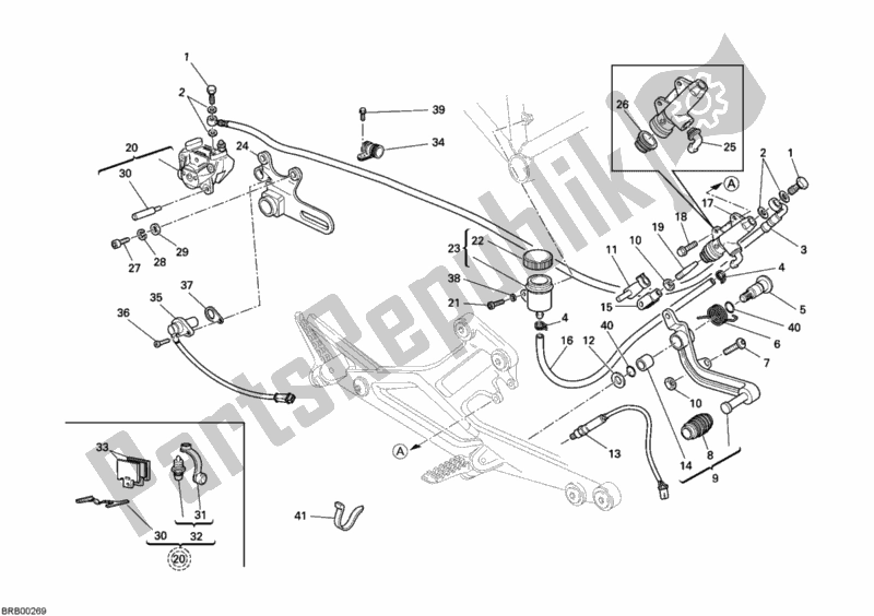 Alle onderdelen voor de Achter Remsysteem van de Ducati Monster 695 2008