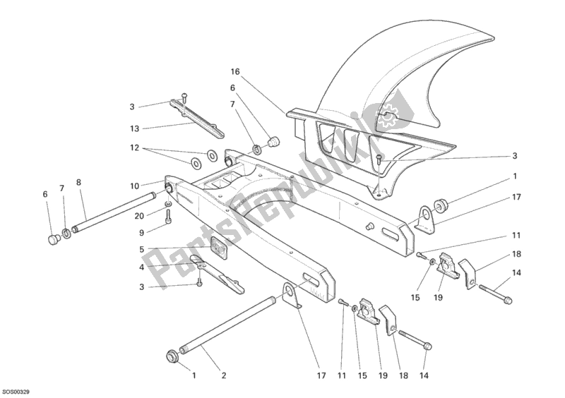 Toutes les pièces pour le Bras Oscillant du Ducati Monster 695 2008