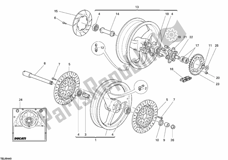 Alle onderdelen voor de Wielen van de Ducati Monster 695 2008