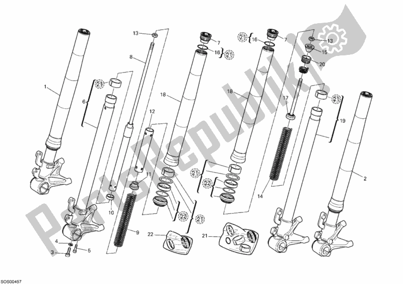 Todas las partes para Tenedor Frontal de Ducati Monster 696 2008