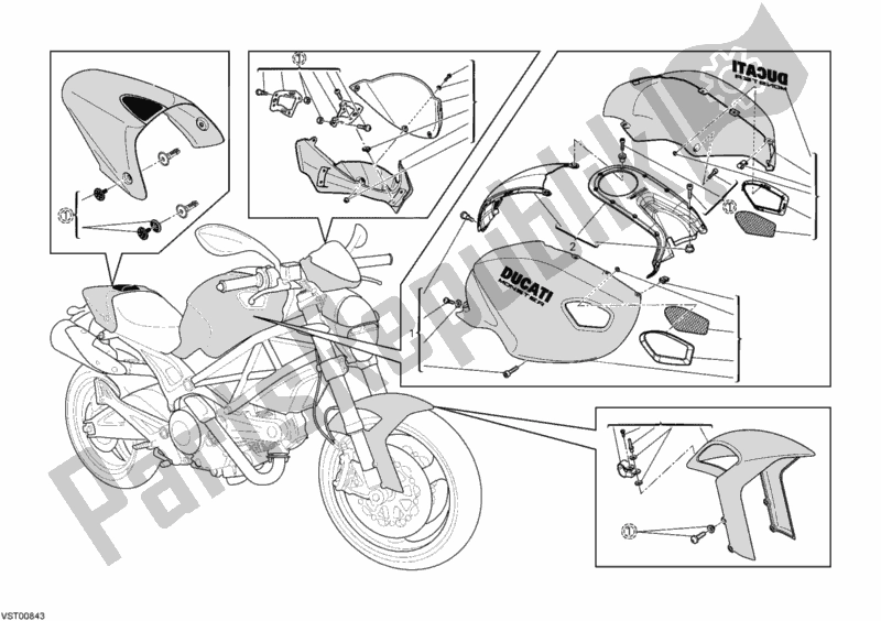 Todas las partes para Carenado De Arte Monstruo de Ducati Monster 696 2008